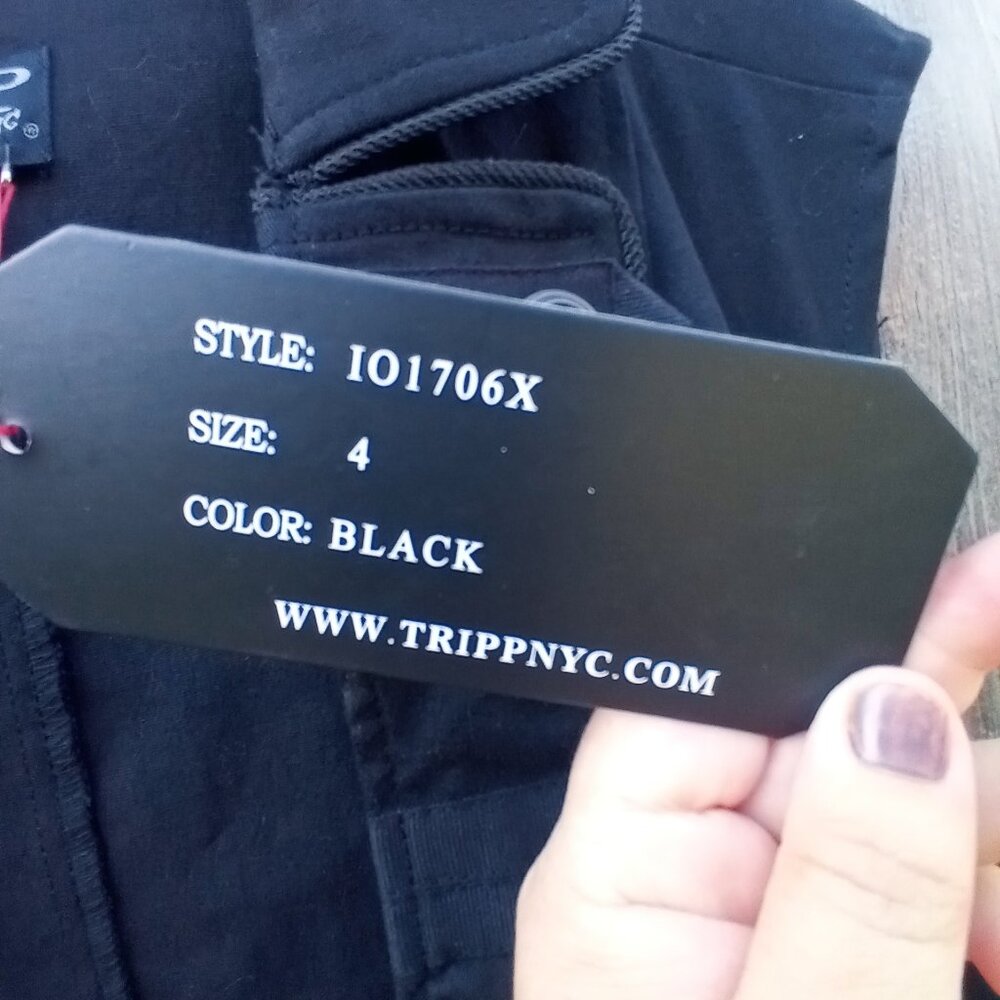 TRIPP NYC DAANG GOODMAN COSET VEST WOMEN 4 BLACK GOTHIC PUNK Y2K DENIM STRETCH - Picture 7 of 10